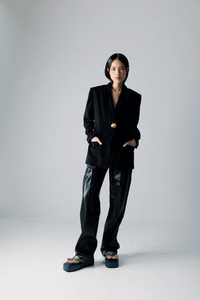 VAY BLACK FAUX LEATHER PANTS