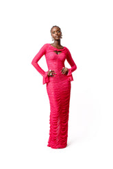 STELLA RUCHED MAXI MESH DRESS