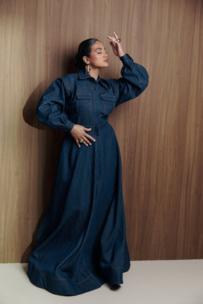 Denim Pinstripe EMMA Maxi Dress
