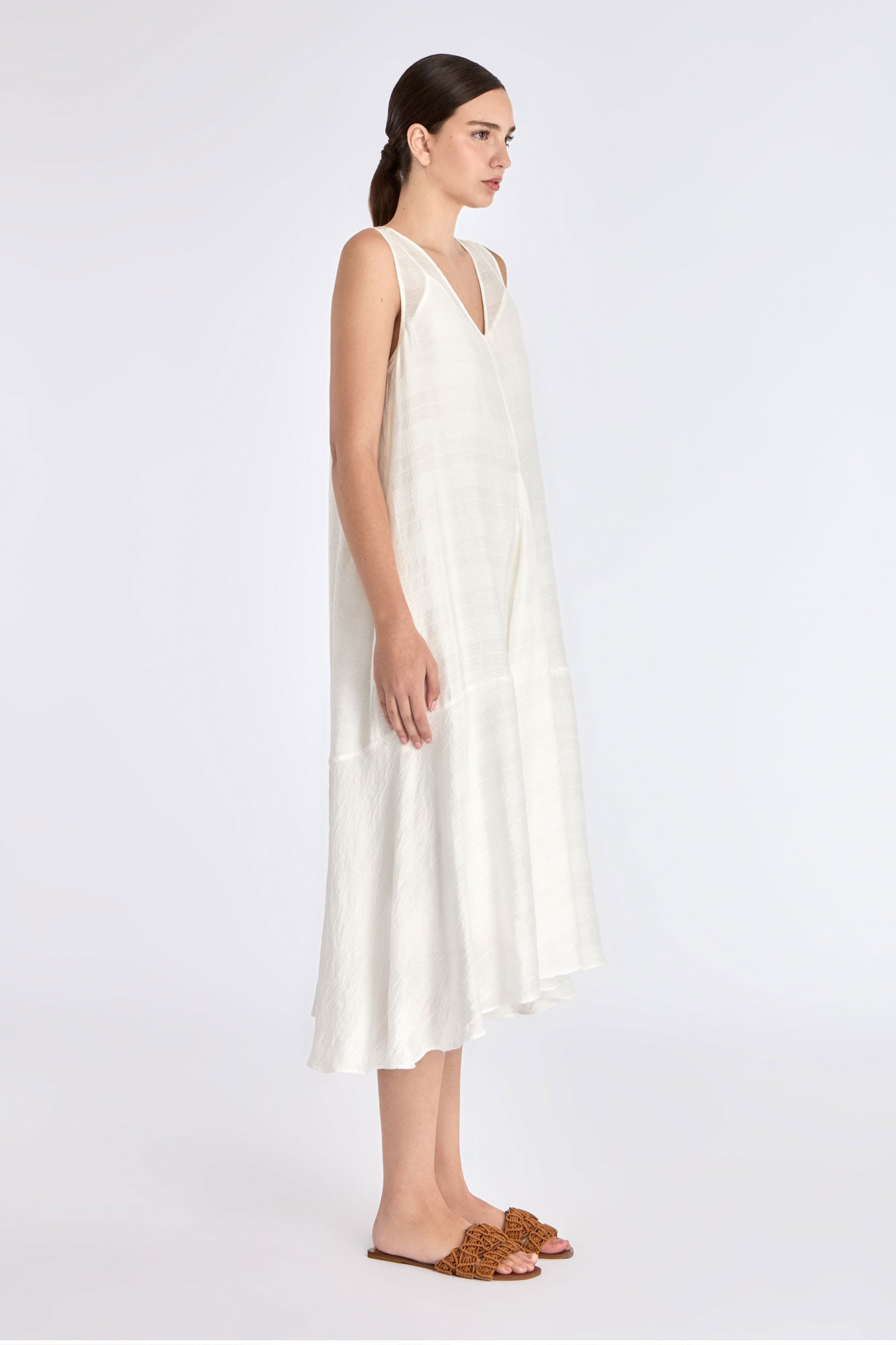 Lenox Godet Dress | Off White
