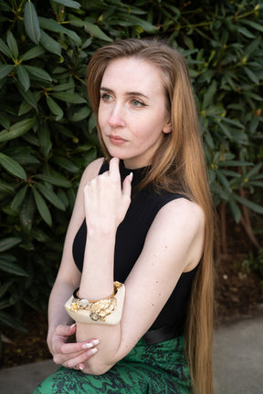 Floral Chunky Wood Bangle