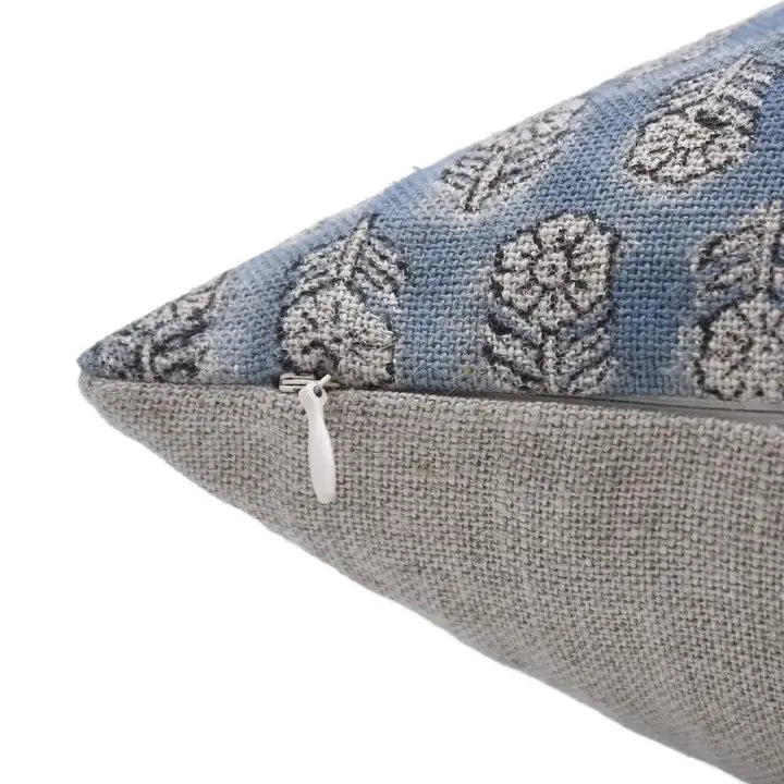 Decorative Block Print Thick Linen Cushion Cover-Tulsi Buti