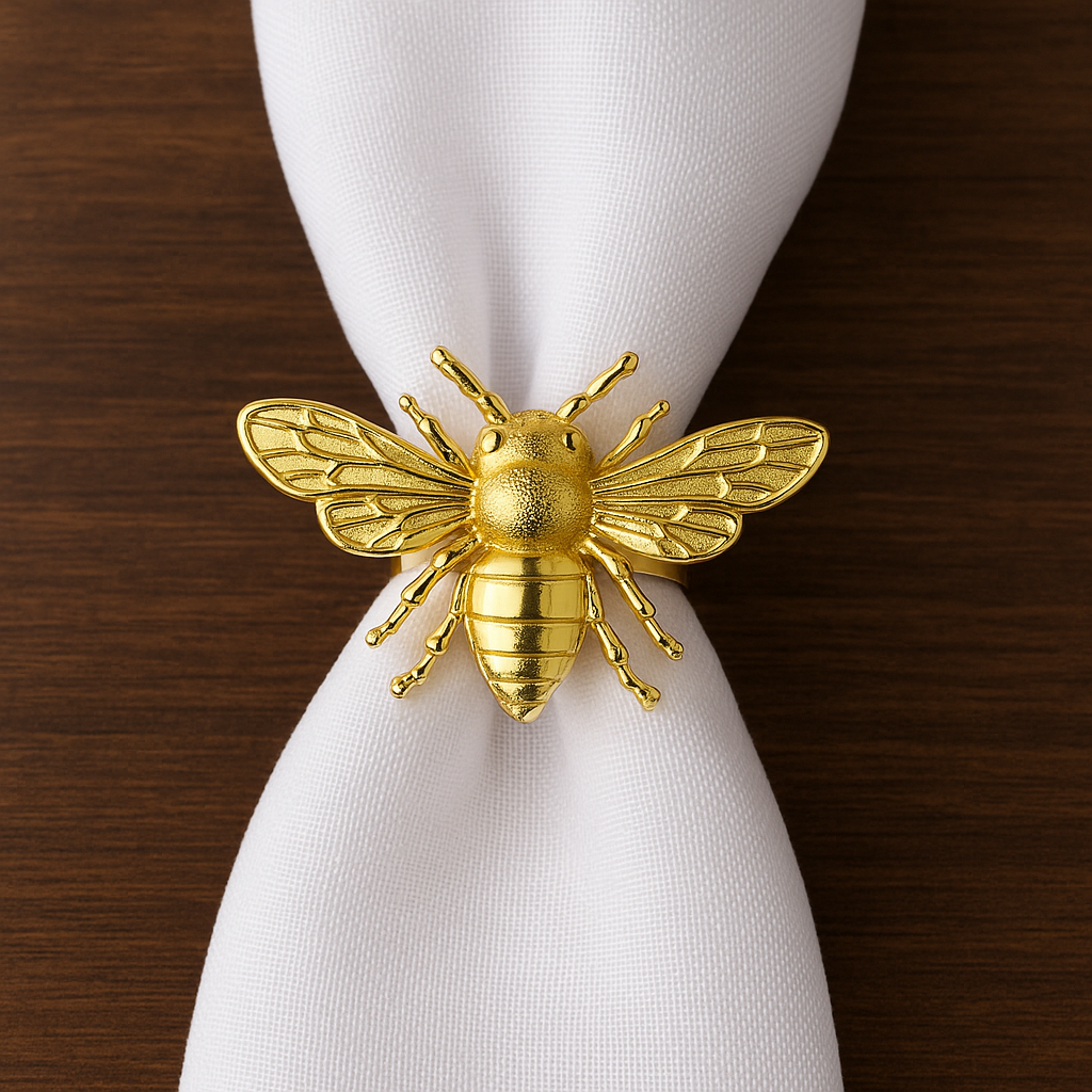 Honey Metal Napkin Ring Set of 4 – Gold