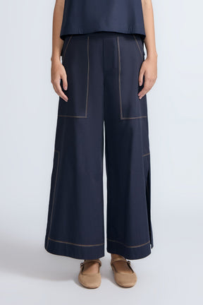 Zoe High-Rise Cotton Pants | Navy