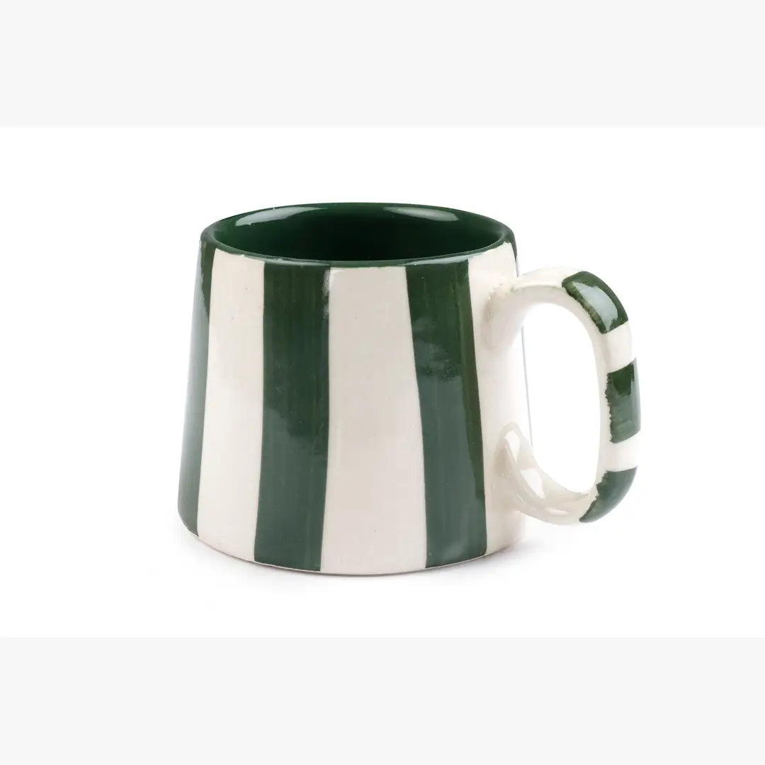 Ceramic olive Stripe  Coffee cup- 220ml  (Set of 2)