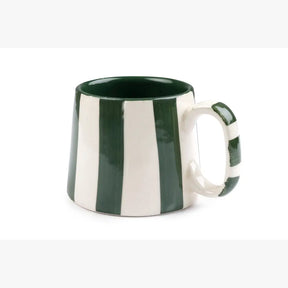 Ceramic olive Stripe  Coffee cup- 220ml  (Set of 2)