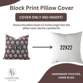 Indian Block Print Design Viscose Linen Pillow Cover - Kusum