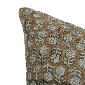 Block Print Thick Linen Designer Cushion Cover-Tulsi Buti