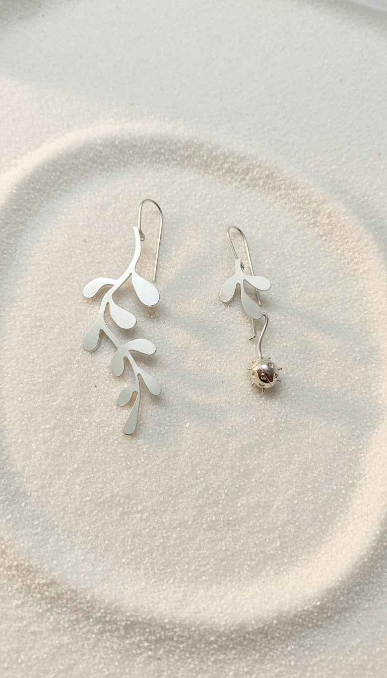 Hanging Vine  Earrings & Ladybug Convertible Extensions