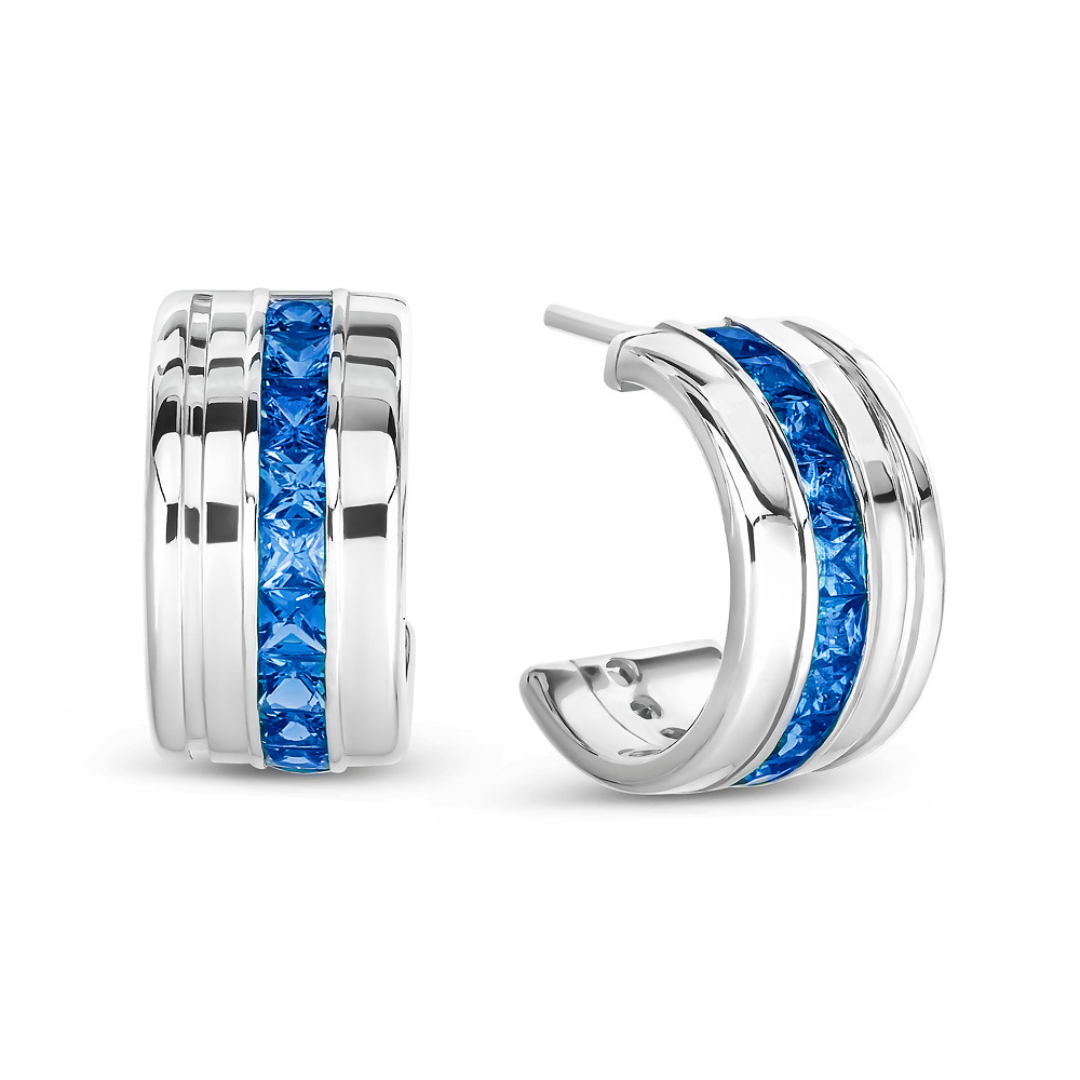 Digi Earrings In Sterling Silver With Sapphires