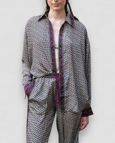 Embossed Botanic Long Sleeve Crepe Shirt