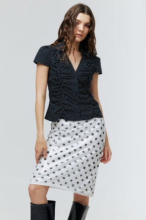 MARIELLE POLKADOT RUCHED BLOUSE