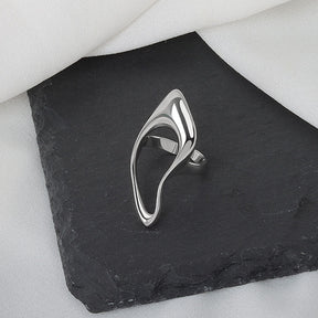 LIVVY Silver Color Geometric Hollow Ring Female Fashion Smooth Exaggerated Exquisite Elegant Jewelry Accessories Gift