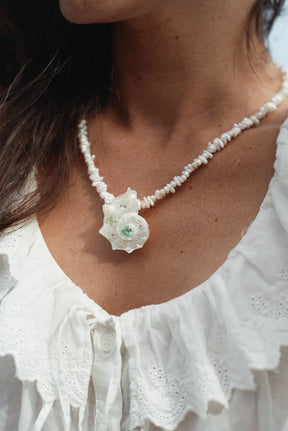 The Sirena Freshwater Pearl & Conch Shell Pendant Necklace