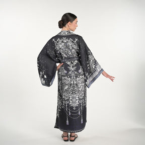 Tree Of Life Silk Robe In Black
