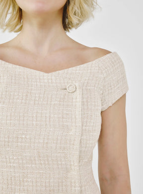 Tailored Fancy Tweed Bardot Top