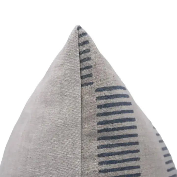Natural Hand Made Block-carved Design Printed Pure Linen Pillow Cover - Zig Zag
