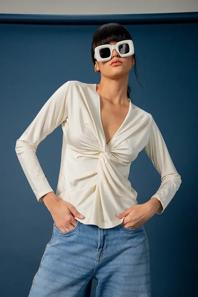 Bone Tie-Front Top