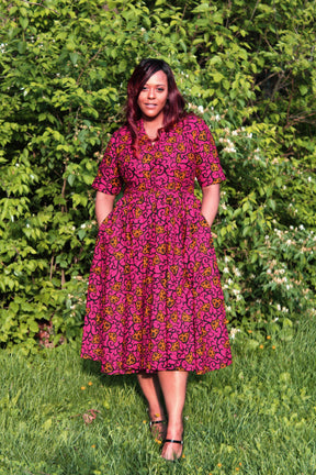 Ofia African Print Wrap Midi Dress For Women