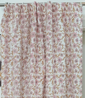 Saanjh Handcrafted Floral Block Print Linen Curtain