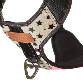 Premium Leather Easy Fit No-Pull Harness ~ Stars & Fuchsia