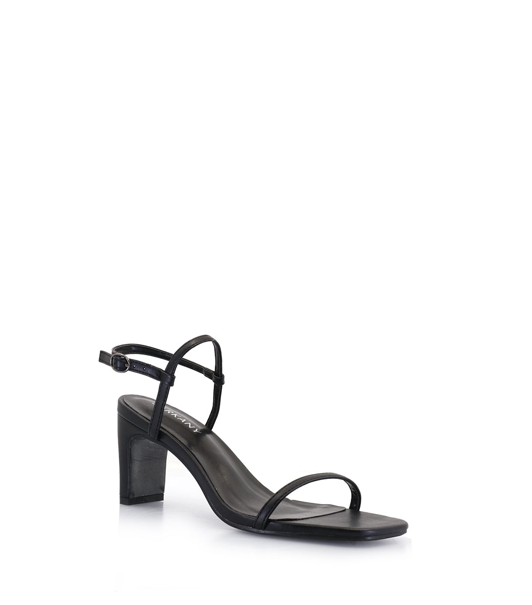Elegant Eco-Leather Black Heel Sandals Arti