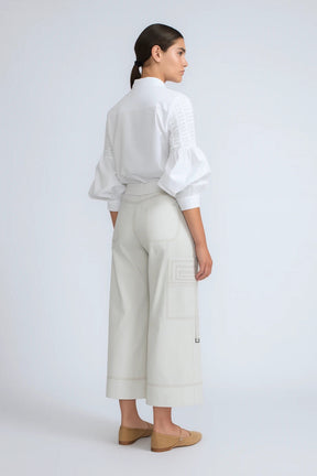 Belen Cotton Palazzo Pants | Silver