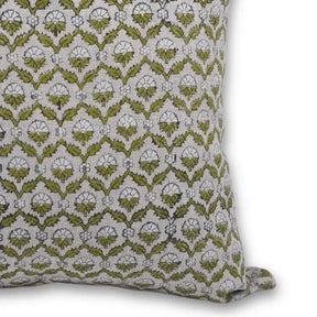 Floral Block Print Thick Linen Room Cushion Cover - Madhuvan