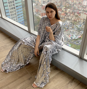 Wide Leg Sequin Palazzo Jumpsuit