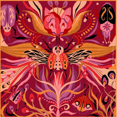 fuchsia winged garden scarf