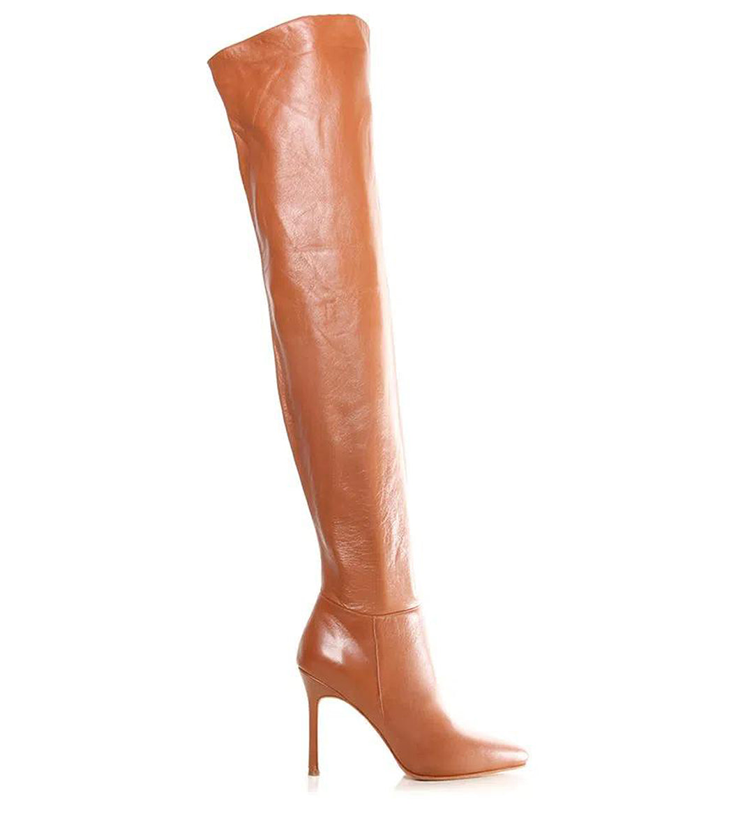 Luxury Brown Leather Thigh-High Boots Elle