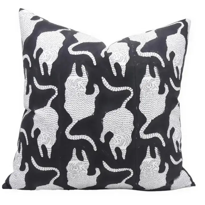 Accent Home Decor Block Printed Thick Cotton White Pillow Cover- Mushak
