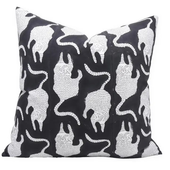 Accent Home Decor Block Printed Thick Cotton White Pillow Cover- Mushak