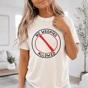 No Weenies Allowed Funny Dachshund Graphic T-Shirt | Natural Ivory Wiener Dog Cotton Tee