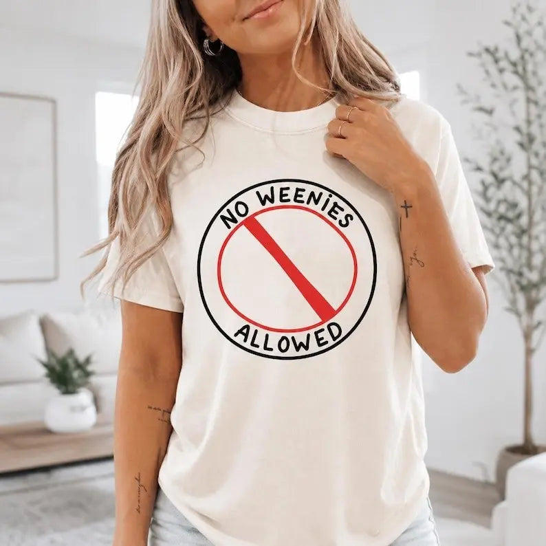 No Weenies Allowed Funny Dachshund Graphic T-Shirt | Natural Ivory Wiener Dog Cotton Tee