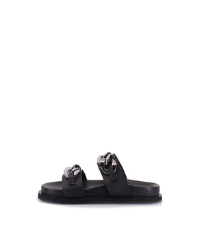 Stylish Black Platform Sandals with Chain Detail Rob