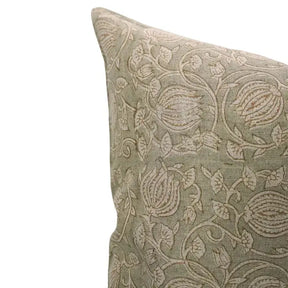 Floral Hand-Carved Unique Hand Block Printed Pure Linen Pillow Cover- 6 Kamal