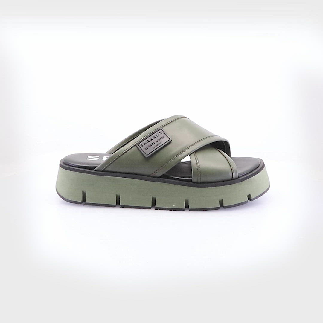 Eco-Friendly Green Cross-Strap Sandals Drake