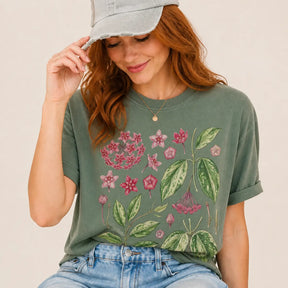Pink Floral Houseplant Botanical Graphic Tee