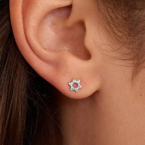 Pave Star Of David Silver Stud Earrings