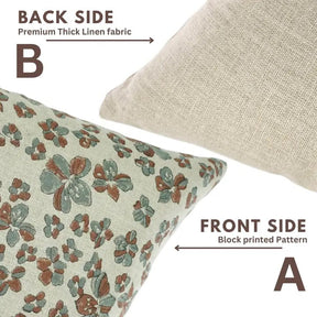 Traditional Block Print Thick Linen Cushion Cover - Saundrya