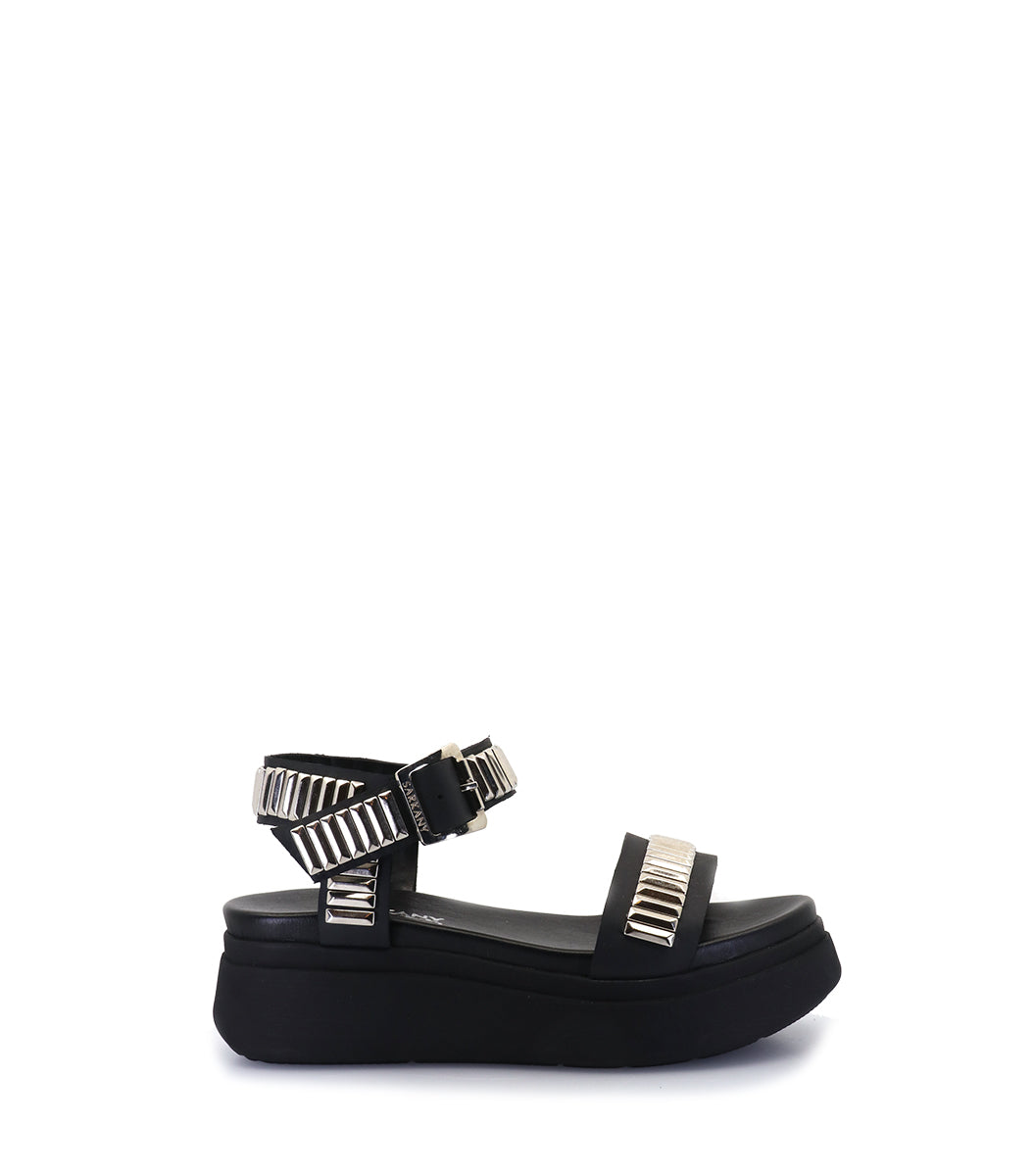 Stylish Black Platform Sandals with Studs Roya