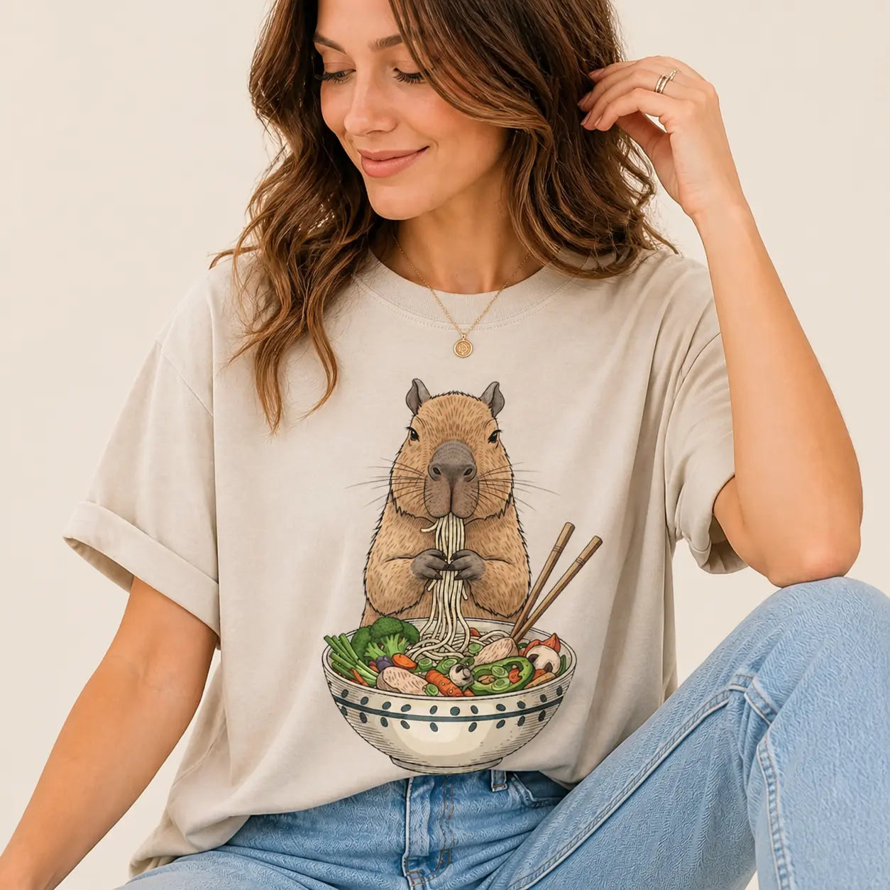 Capybara Ramen Bowl Graphic Tee