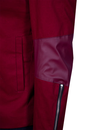 Red jacket with synthetic