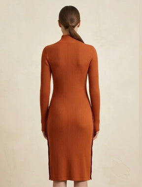 Burnt Ribbed Sweater Dress - Chuks Collins Diffusion Collection - Tasou - The Athletic Side Of Us
