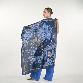 Dark Forget Me Not Silk Scarf