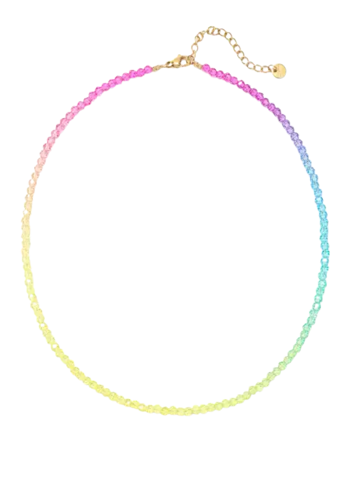 Rainbow Czech Glass Bead Necklace