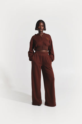 OFUURE Plush fleece Hoodie SET in BROWN