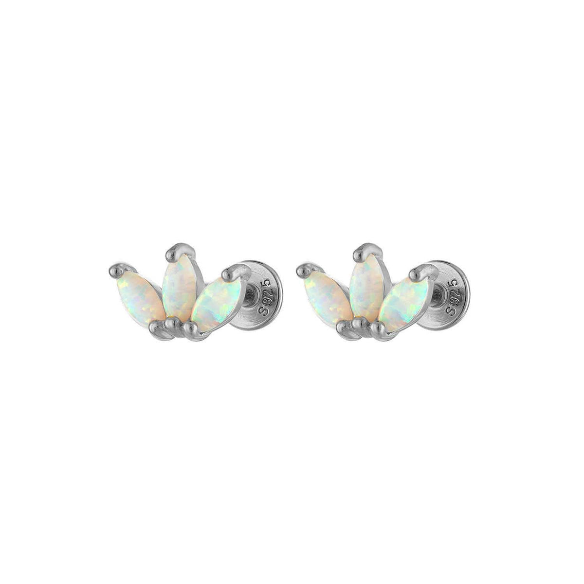 Peacock Opal Flatback Silver Earring
