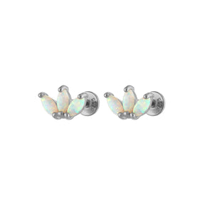Peacock Opal Flatback Silver Earring